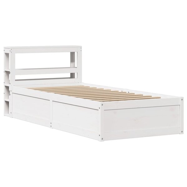 vidaXL Cadre de lit avec tête de lit blanc 75x190cm bois de pin massif