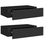 vidaXL Étagères à tiroirs murales 2 Pièces noir 40x23 5x10 cm MDF