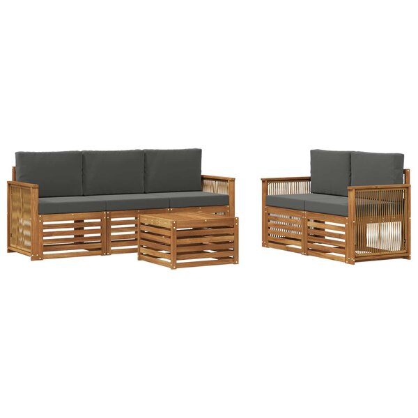 vidaXL Ensemble de canapés d'extérieur 6 pc Naturel et Anthracite