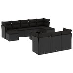 vidaXL Salon de jardin 11 Pièces avec coussins noir résine tressée
