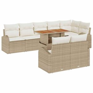 vidaXL Ensemble de canapé de jardin avec coussin 9 Pièces beige et crème