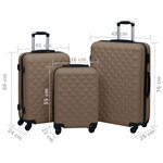 Vidaxl ensemble de valises rigides 3 pièces marron abs