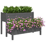 vidaXL Jardinière Gris 110x84x75 cm Bois massif de pin