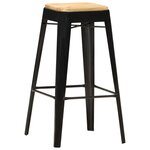 vidaXL Tabourets de bar lot de 2 noir bois de manguier massif