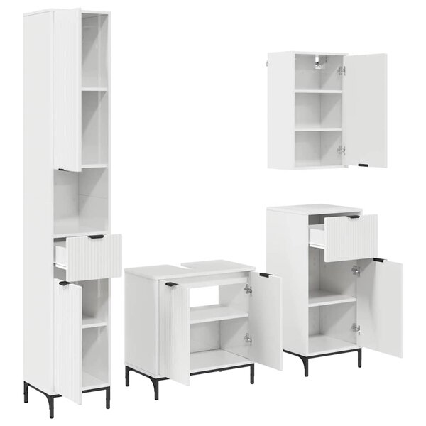 vidaXL Ensemble de mobilier de salle de bain avec porte Blanc brillant