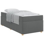 vidaXL Cadre de lit avec matelas Gris foncé 90 x 190 cm tissu