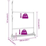 vidaXL Porte-vêtements avec crochets et roulettes 100x35x157 cm bambou