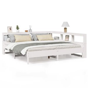 vidaXL Lit bibliothèque sans matelas blanc 180x200 cm bois pin massif
