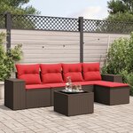 vidaXL Salon de jardin 6 Pièces avec coussins marron résine tressée