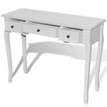 vidaXL Table de console et coiffeuse avec 3 tiroirs Blanc
