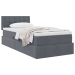 vidaXL Lit de Rangement avec matelas Gris foncé 90 x 190 cm Velours