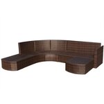 vidaXL Salon de jardin 4 Pièces avec coussins Résine tressée Marron