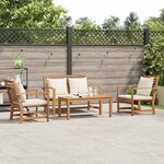 Ensemble de canapé de jardin 4 Pièces Naturel Bois de teck solide
