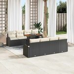 vidaXL Ensemble de canapé de jardin avec coussin 7 Pièces Noir et crème