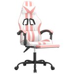 vidaXL Chaise de jeu avec repose-pied Blanc et rose Similicuir