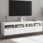 vidaXL Meubles TV muraux avec lumières LED 2 Pièces blanc 80x30x40 cm