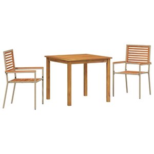 vidaXL Ensemble de salle à manger pour jardin 3 Pièces Beige Poly rotin