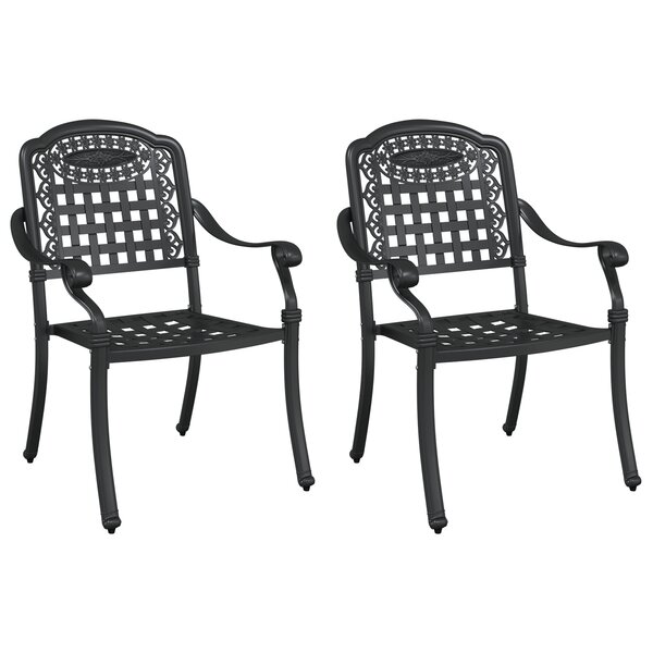 Chaises de jardin vidaXL 2 Pièces Noires en aluminium moulé