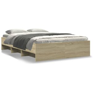 vidaXL Cadre de lit sans matelas chêne sonoma 135x190 cm