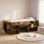 vidaXL Cadre de lit pour enfants avec rangement Chêne fumé