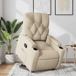 vidaXL Fauteuil inclinable Crème Tissu