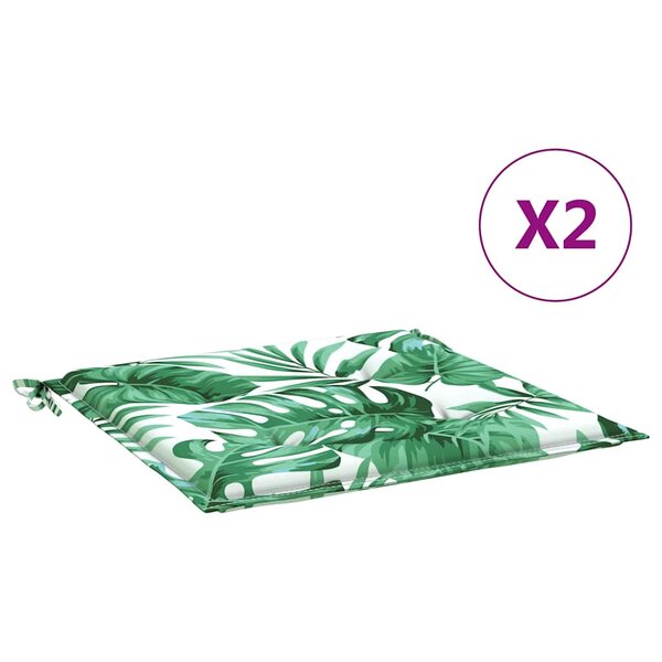 vidaXL Coussins de chaise lot de 2 motif de feuilles 50x50x4 cm tissu