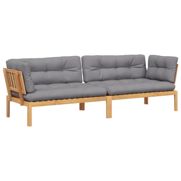 vidaXL Canapés d'angle palette de jardin 2 Pièces et coussins bois acacia