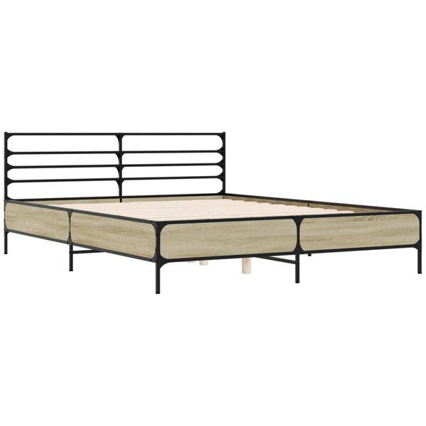 vidaXL Cadre de lit chêne sonoma 160x200 cm bois d'ingénierie et métal