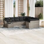 vidaXL Salon de jardin avec coussins 10 Pièces gris clair résine tressée