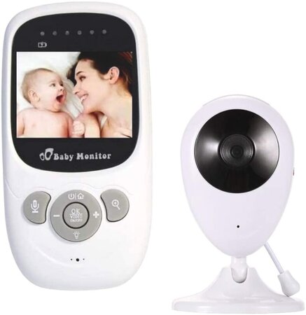 Ovegna BM1 : Babyphone Caméra Moniteur bébé sans Fil, Ecran LCD 2.4 ", Portée Transmission 100 Mètres, Vision Nocturne, Microphone Haut-Parleur, Capteur Température, Veilleuse, Berceuse, Rechargeable