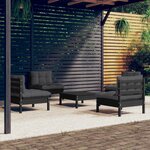 vidaXL Salon de jardin 5 Pièces avec coussins anthracite Bois de pin