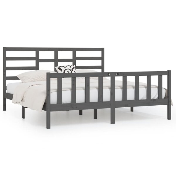 vidaXL Cadre de lit Gris Bois de pin massif 200x200 cm