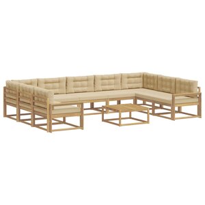 vidaXL Ensemble de canapés d'extérieur 10 Pièces Blanc et Beige