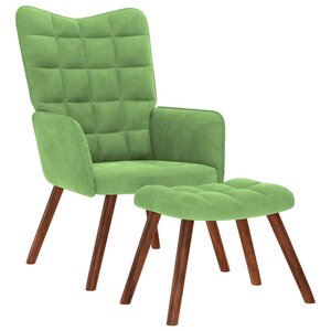 vidaXL Chaise de relaxation avec tabouret Vert clair Velours