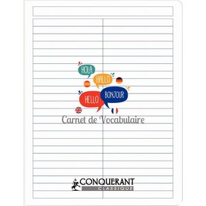 Carnet de vocabulaire 96 pages  format 17 x 22 cm CONQUERANT