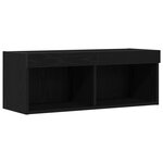 Buffet TV vidaXL avec éclairage LED Chêne noir 80x30x30 cm