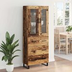 vidaXL Haut Armoire 2 Pièces Bois Ancien Bois Aggloméré et Verre