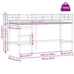 vidaXL Cadre de lit superposé pour enfants avec rideaux Noir et rose