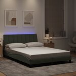 vidaXL Cadre de lit avec lumières LED gris clair 140x190 cm velours