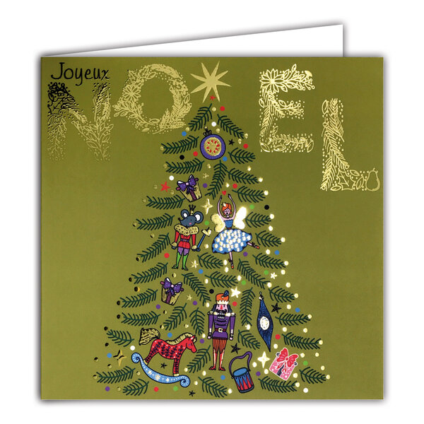 Carte Joyeux Noël avec Enveloppe Blanche 15x15cm