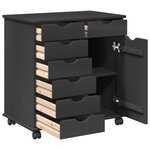 vidaXL Cabinet roulant Gris 63 5 x 39 x 65 5 cm Bois de Pin Massif