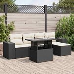 vidaXL Salon de jardin 6 Pièces avec coussins noir résine tressée
