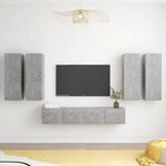 vidaXL Ensemble de meubles TV 6 Pièces Gris béton Bois d'ingénierie