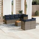 vidaXL Salon de jardin 8 Pièces avec coussins gris résine tressée