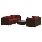 Salon de jardin meuble d'extérieur ensemble de mobilier 6 pièces avec coussins résine tressée marron 02_0016895