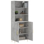 vidaXL Buffet haut Gris béton 69 5x34x180 cm Bois d'ingénierie