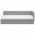 vidaXL Cadre de lit d'angle avec matelas Gris clair 80 x 200 cm tissu
