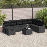 vidaXL Ensemble de canapé de jardin 9 Pièces Noir 287.5 x 177.5 x 85 cm
