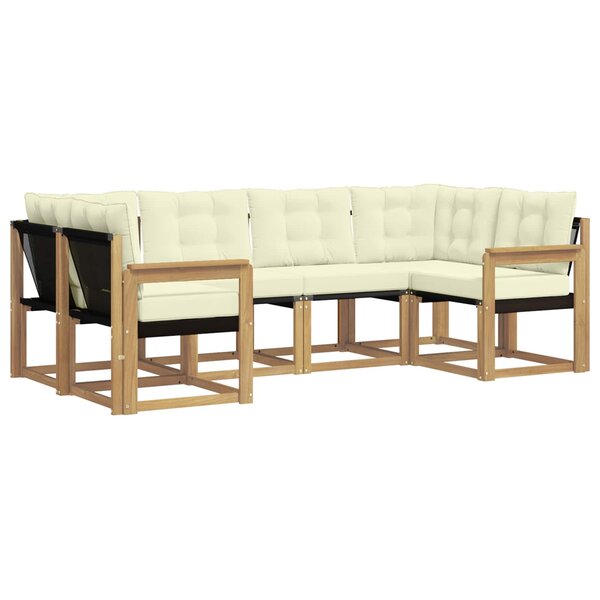 vidaXL Ensemble de canapés d'extérieur 6 pc Blanc et crème