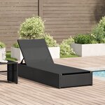vidaXL Chaise Longue Noire 60x200x27 cm en Rattan Synthétique